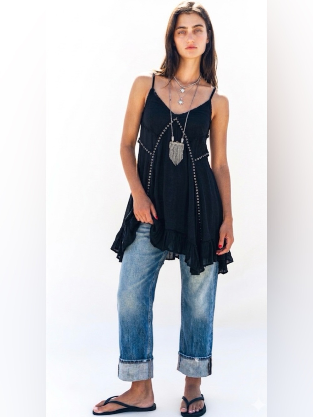 FP Intimately In This Groove Slip Edgy Boho Grommet Detail S